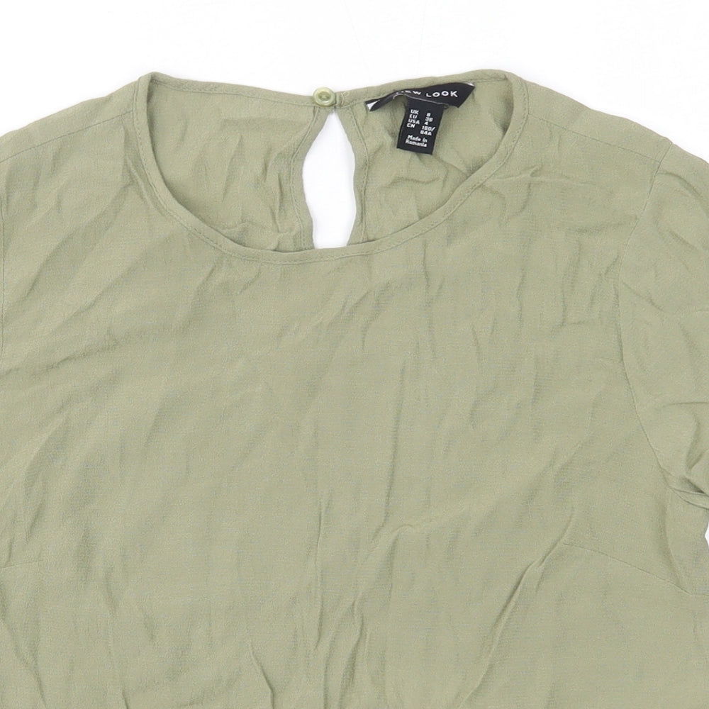 New Look Womens Green  Viscose Basic Blouse Size 8 Round Neck