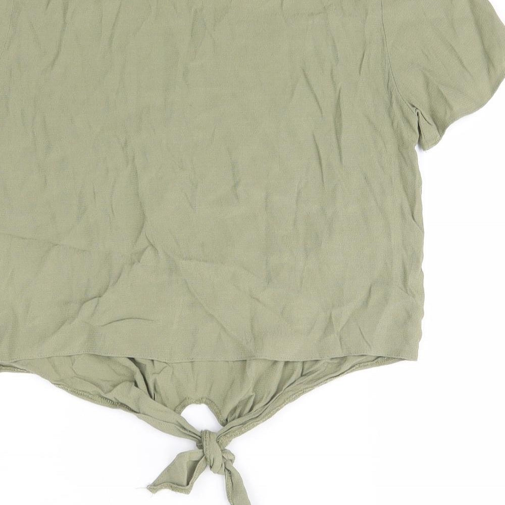 New Look Womens Green  Viscose Basic Blouse Size 8 Round Neck