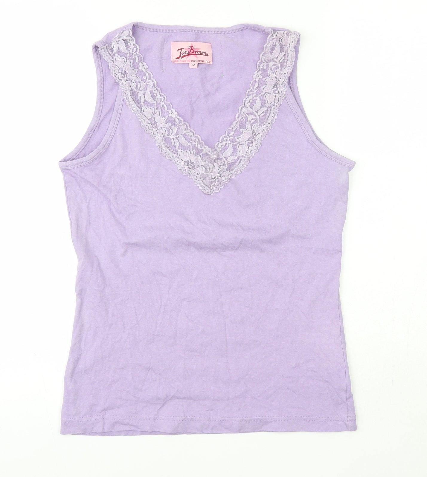 Joe Browns Womens Purple  Cotton Basic Tank Size 12 V-Neck