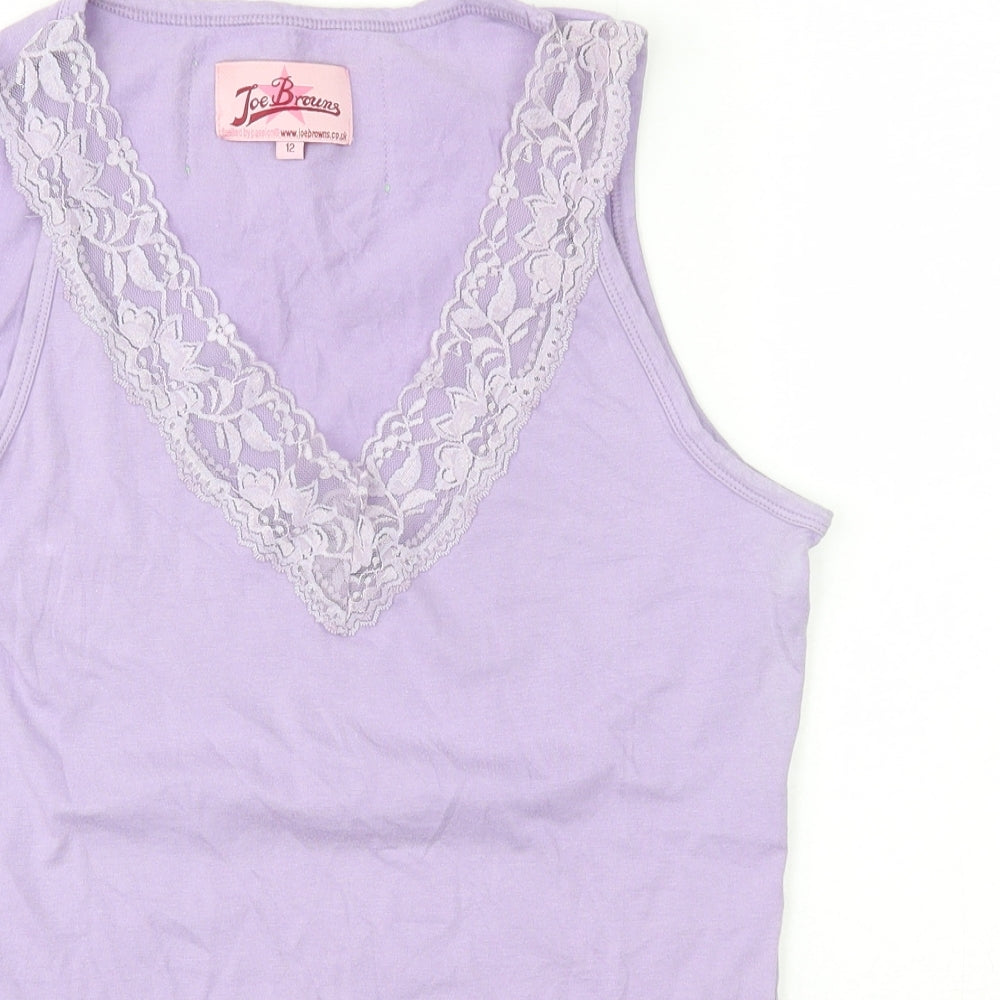 Joe Browns Womens Purple  Cotton Basic Tank Size 12 V-Neck