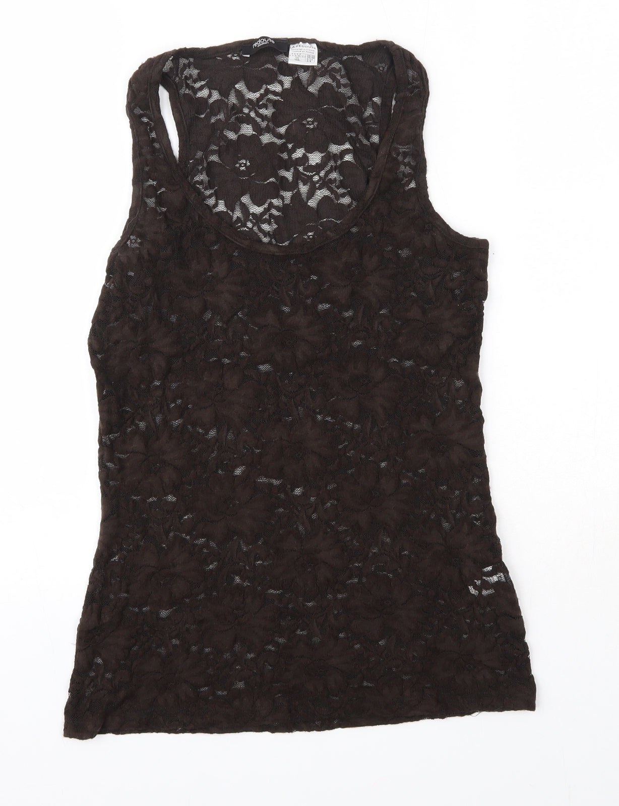La Redoute Womens Brown Floral Nylon Basic Tank Size 8 Round Neck