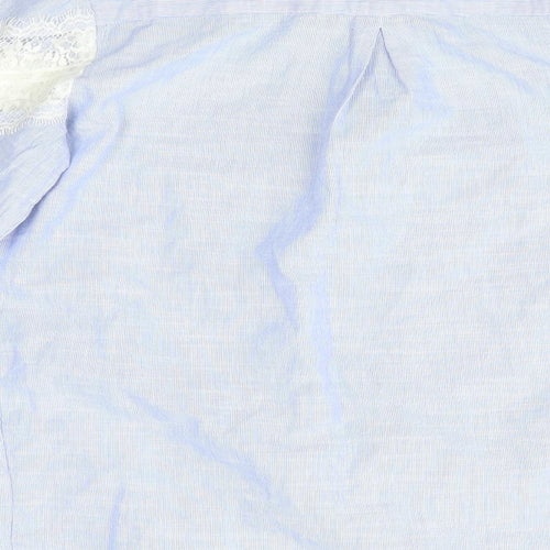 New Look Womens Blue  100% Cotton Basic Button-Up Size 6 Round Neck