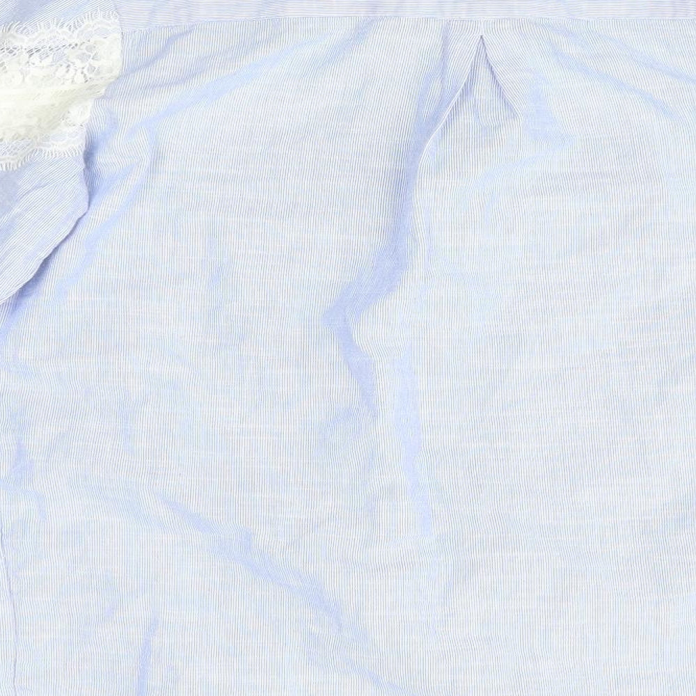 New Look Womens Blue  100% Cotton Basic Button-Up Size 6 Round Neck