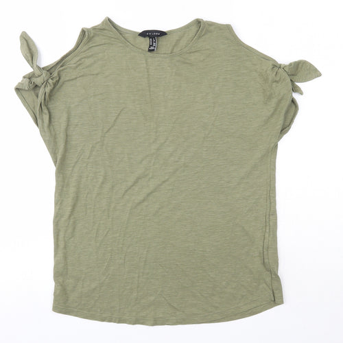 New Look Womens Green  Cotton Basic Blouse Size 8 Round Neck