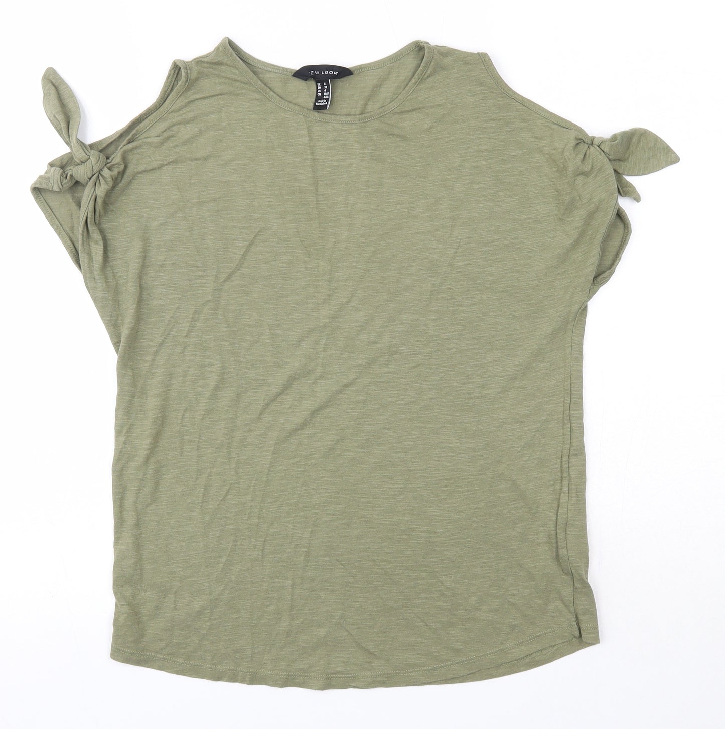 New Look Womens Green  Cotton Basic Blouse Size 8 Round Neck