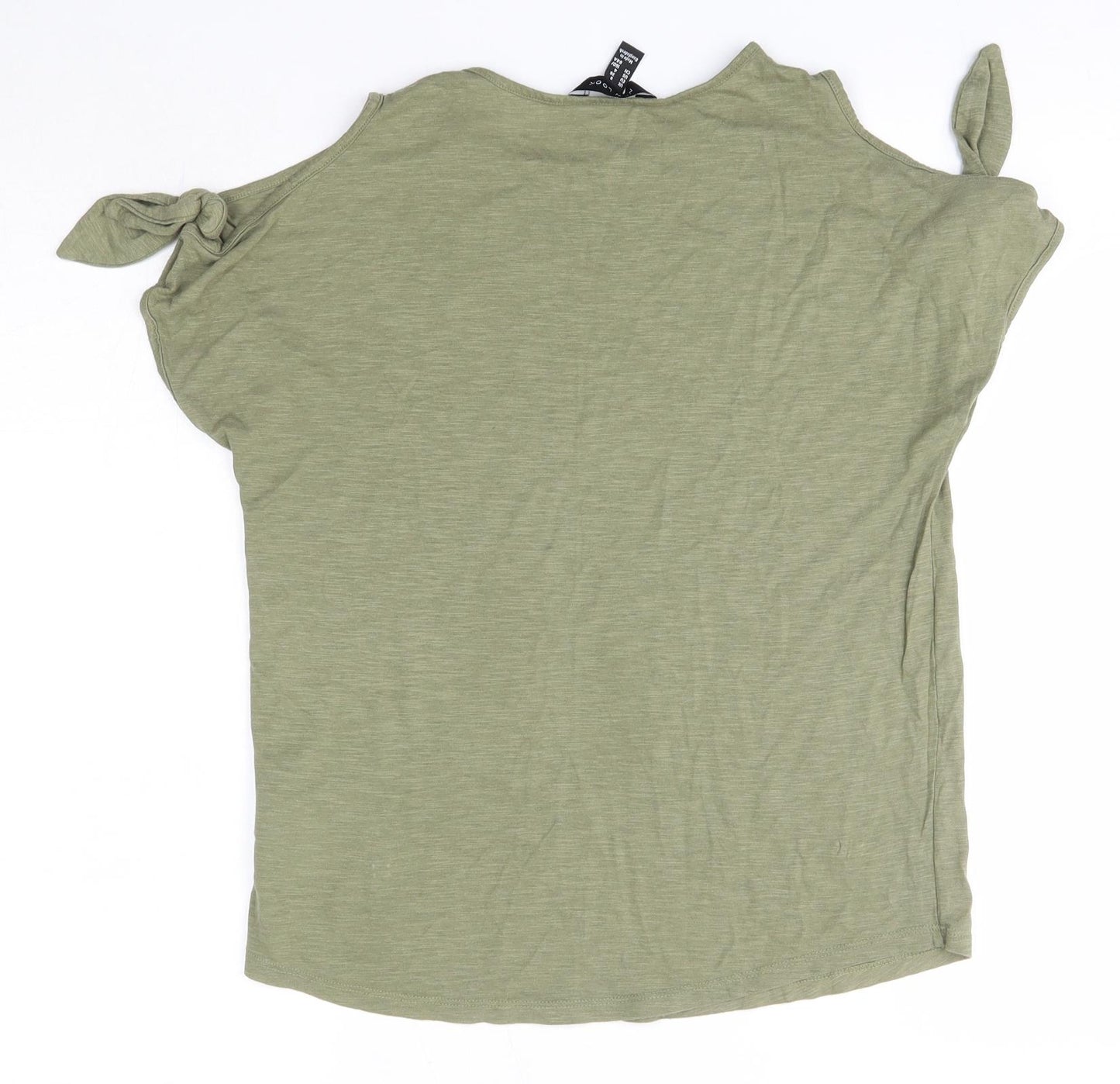 New Look Womens Green  Cotton Basic Blouse Size 8 Round Neck