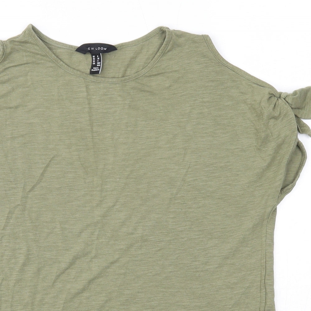 New Look Womens Green  Cotton Basic Blouse Size 8 Round Neck