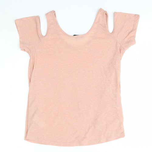 New Look Womens Pink  Polyester Basic Blouse Size 6 Round Neck