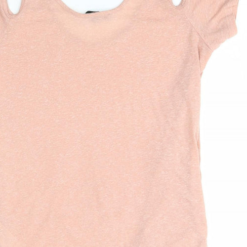 New Look Womens Pink  Polyester Basic Blouse Size 6 Round Neck