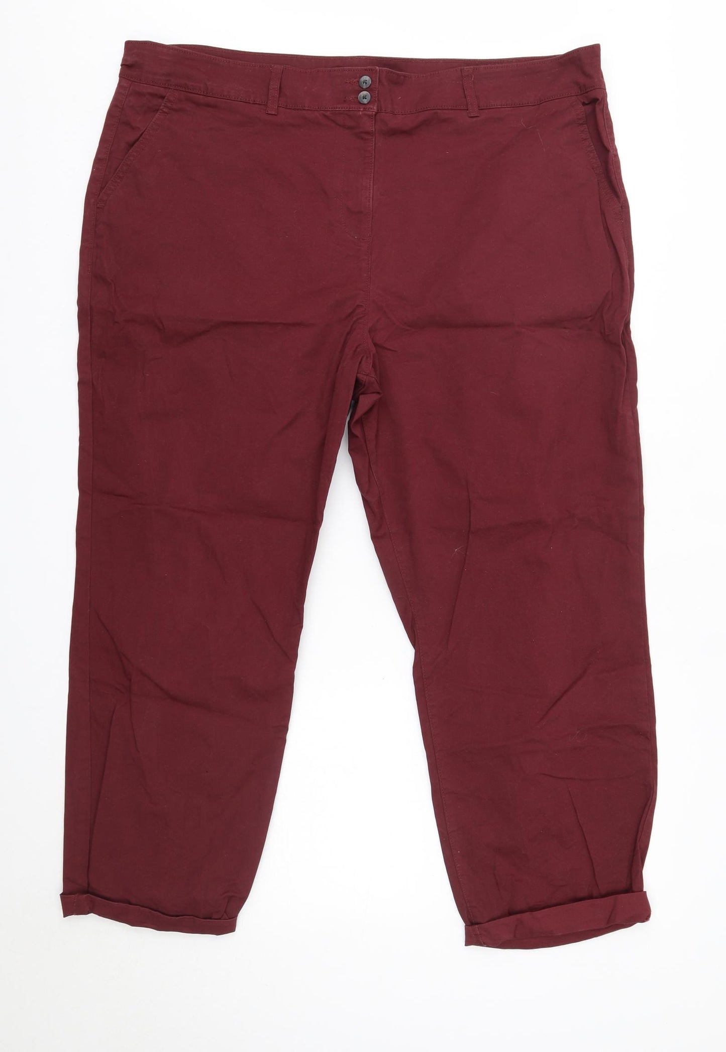 NEXT Womens Red  Cotton Trousers  Size 20 L26 in Regular