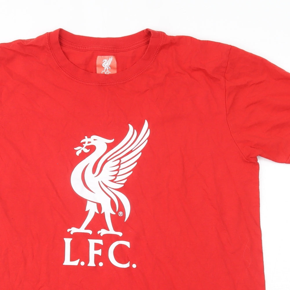 LFC Mens Red  Cotton  T-Shirt Size L Round Neck