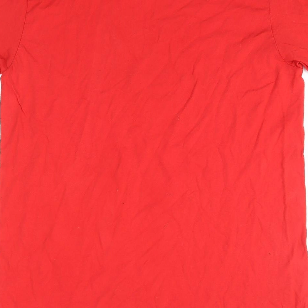 LFC Mens Red  Cotton  T-Shirt Size L Round Neck