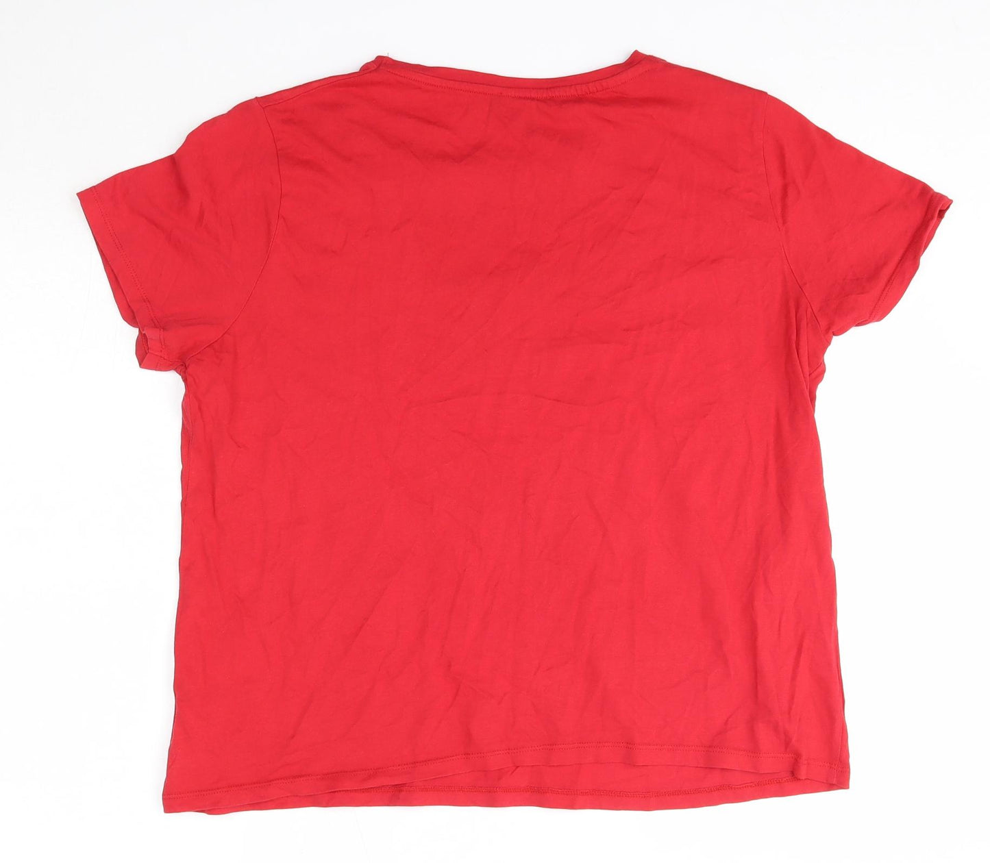 New Look Womens Red  100% Cotton Basic T-Shirt Size 18 Round Neck - Bee Kind