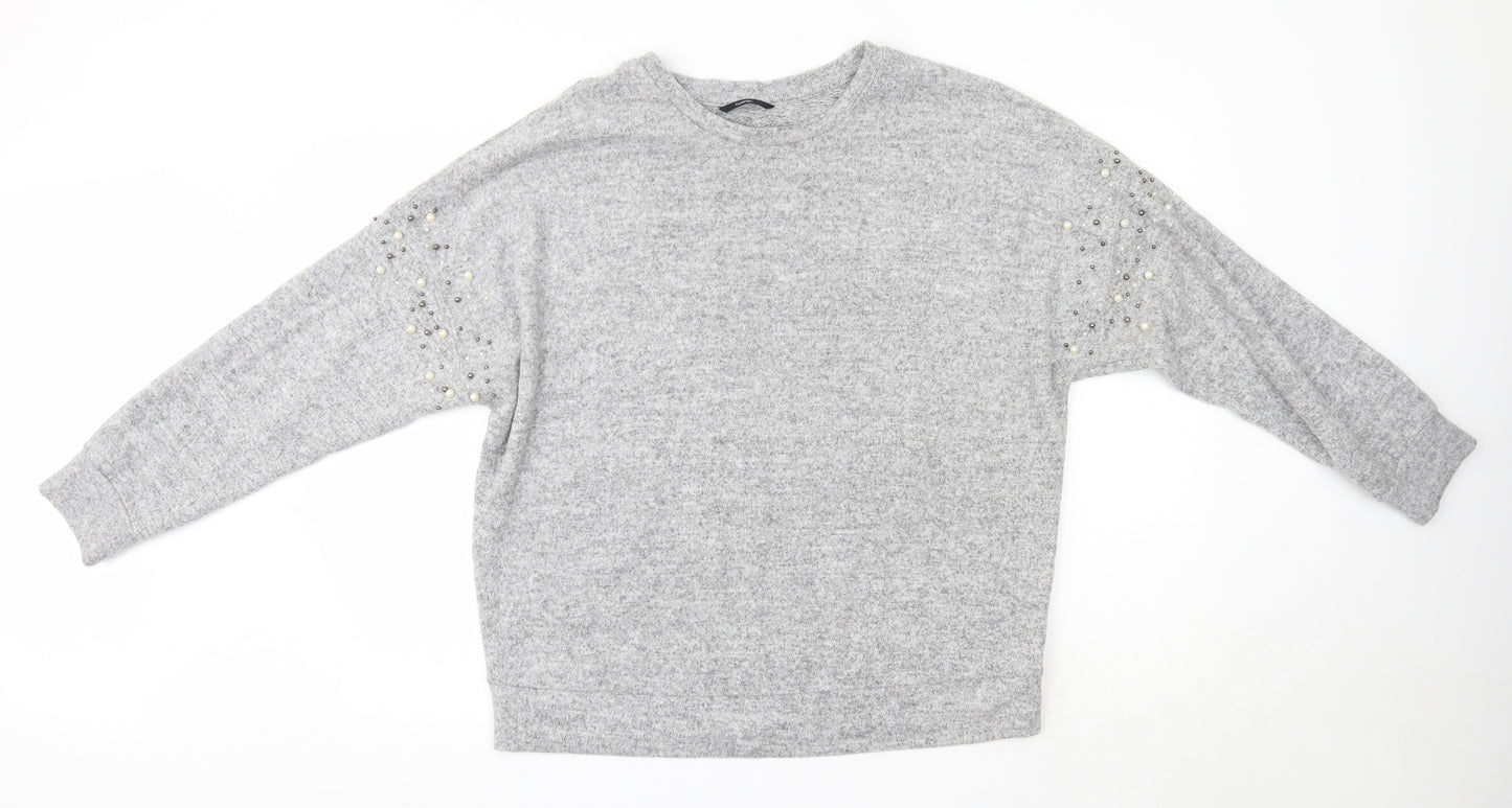 George Womens Grey Round Neck  Viscose Pullover Jumper Size L