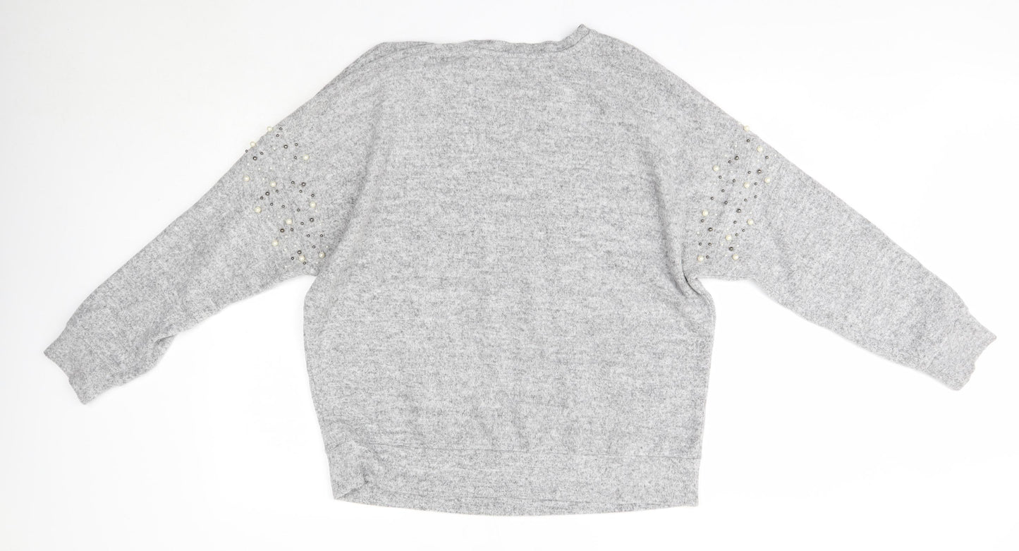 George Womens Grey Round Neck  Viscose Pullover Jumper Size L