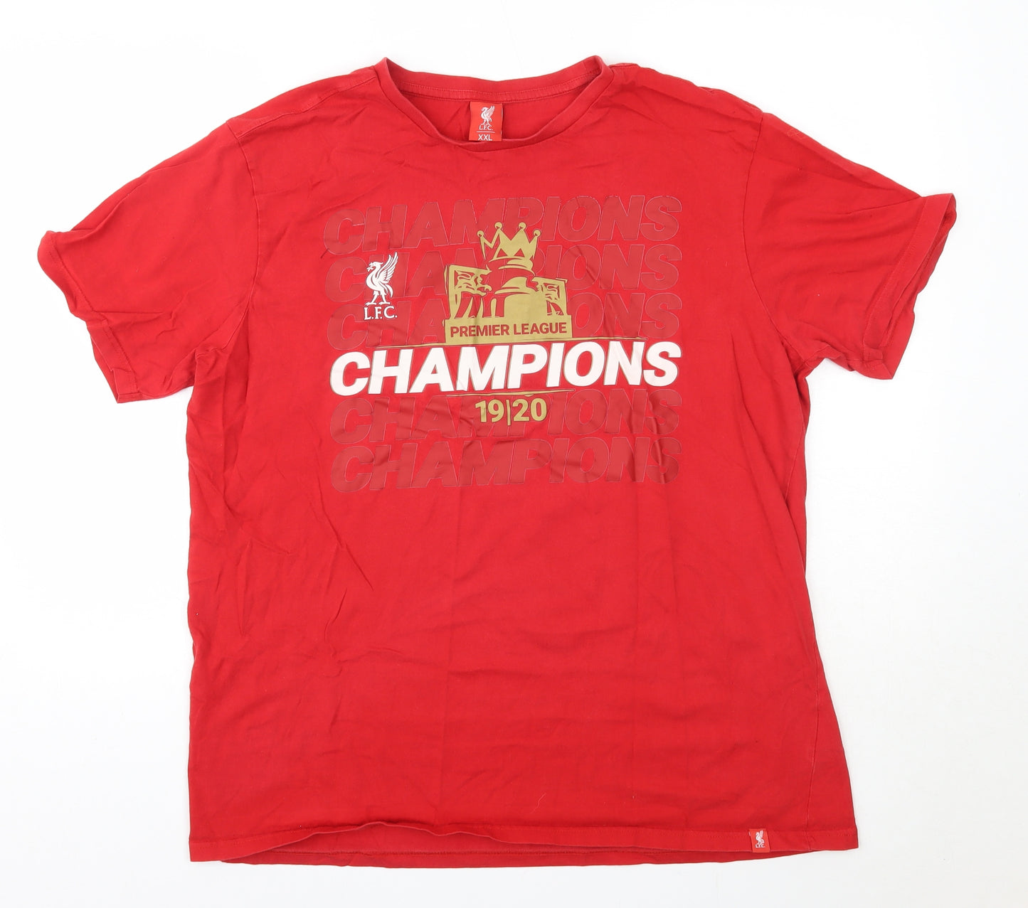 LFC Mens Red  Cotton  T-Shirt Size 2XL Round Neck