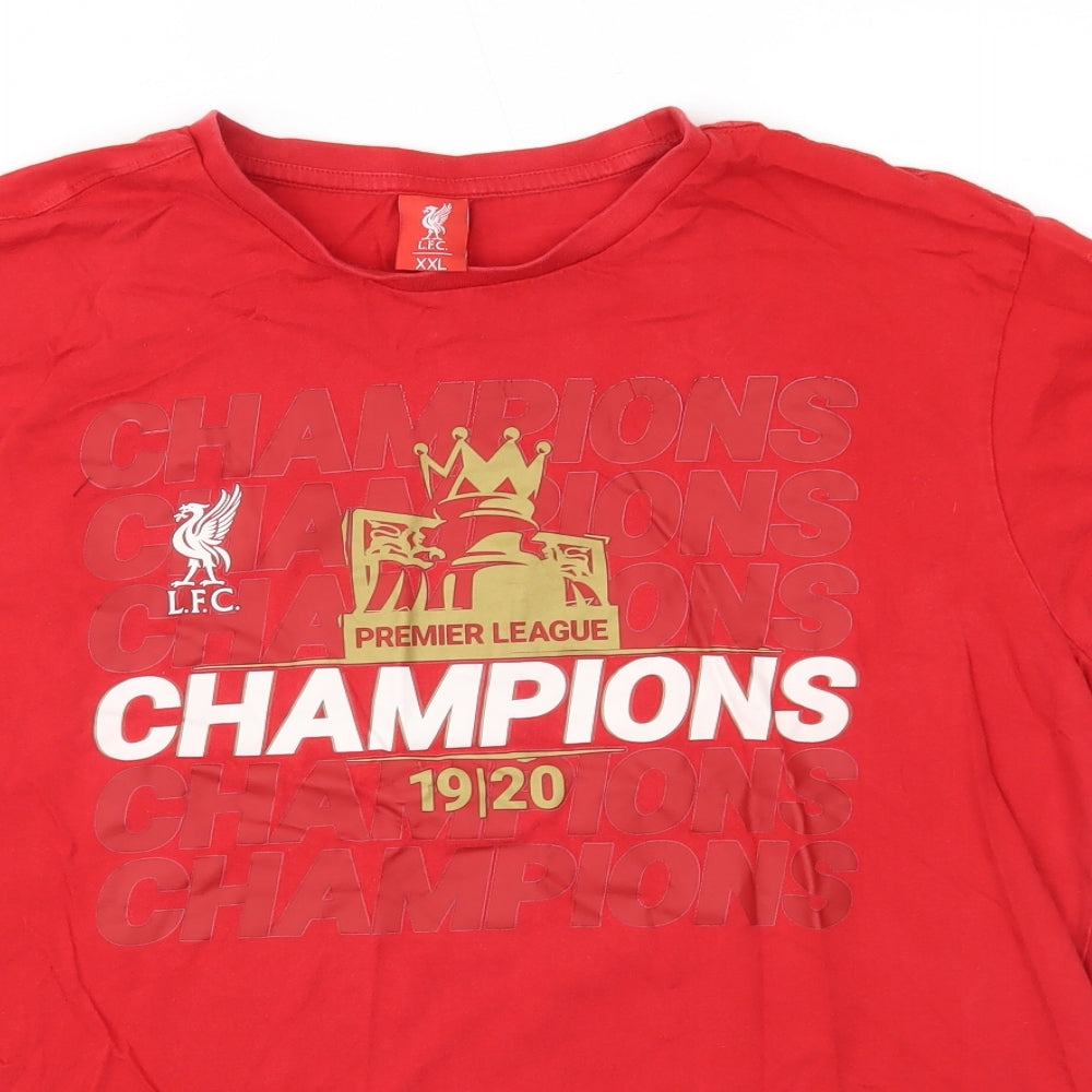 LFC Mens Red  Cotton  T-Shirt Size 2XL Round Neck