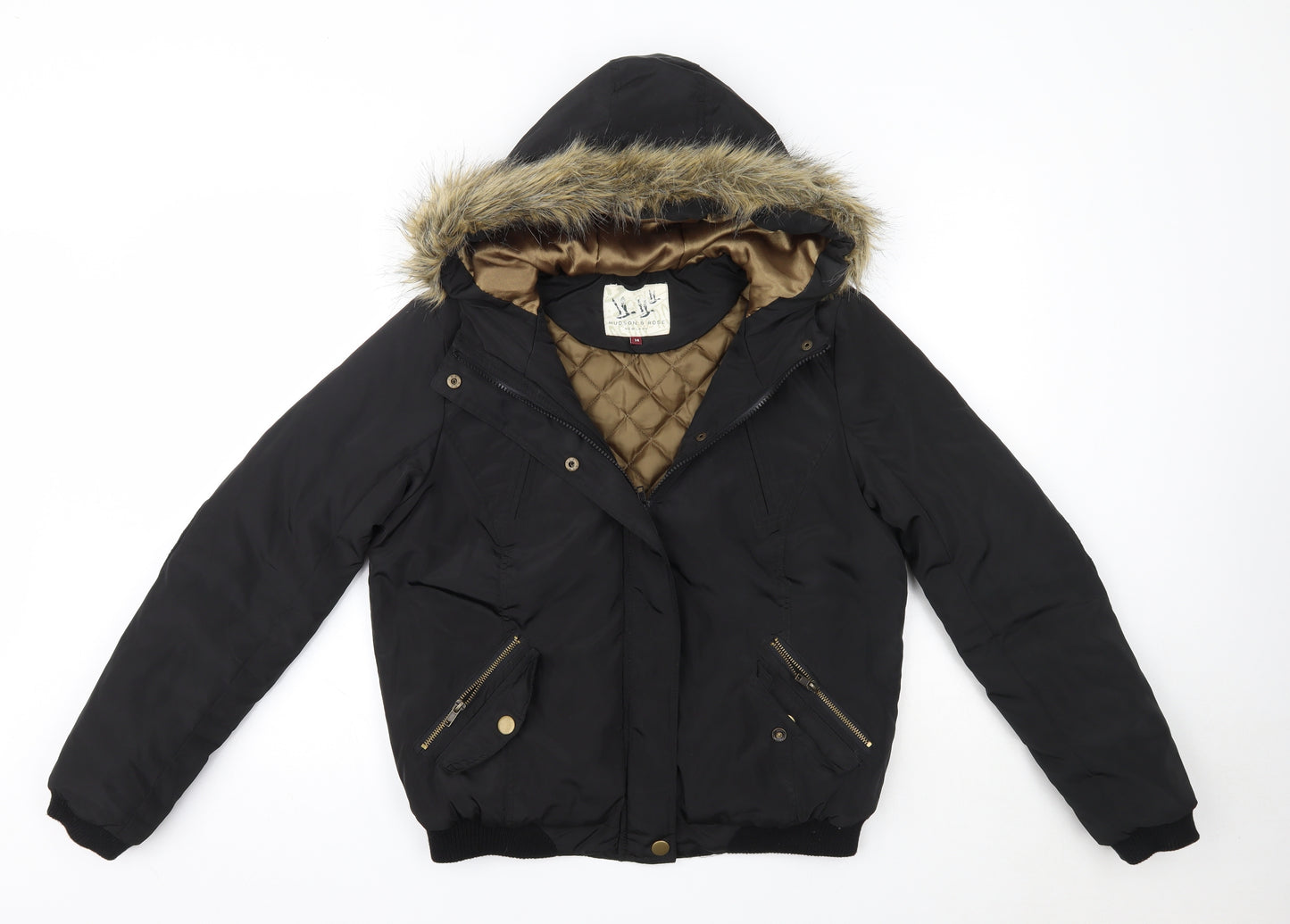 New Look Womens Black   Parka Coat Size 14
