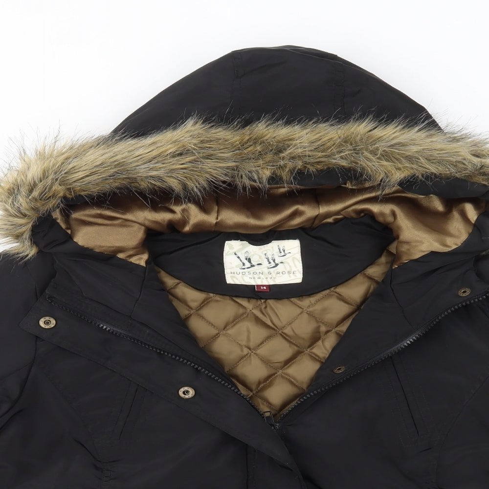 New Look Womens Black   Parka Coat Size 14