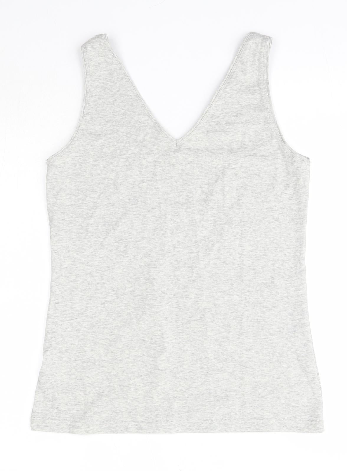 Matalan Womens Grey  Cotton Basic Tank Size 14 V-Neck