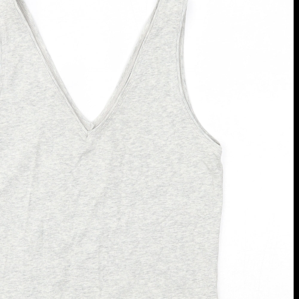 Matalan Womens Grey  Cotton Basic Tank Size 14 V-Neck