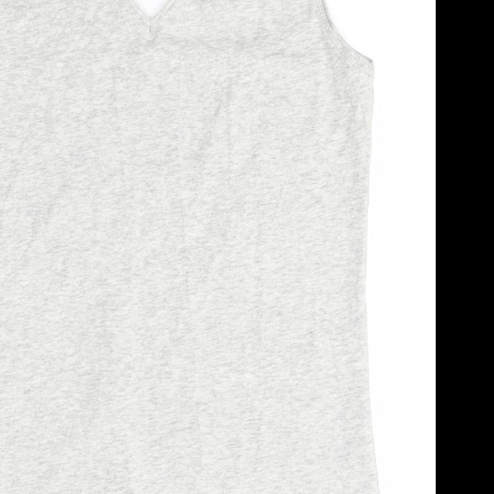 Matalan Womens Grey  Cotton Basic Tank Size 14 V-Neck