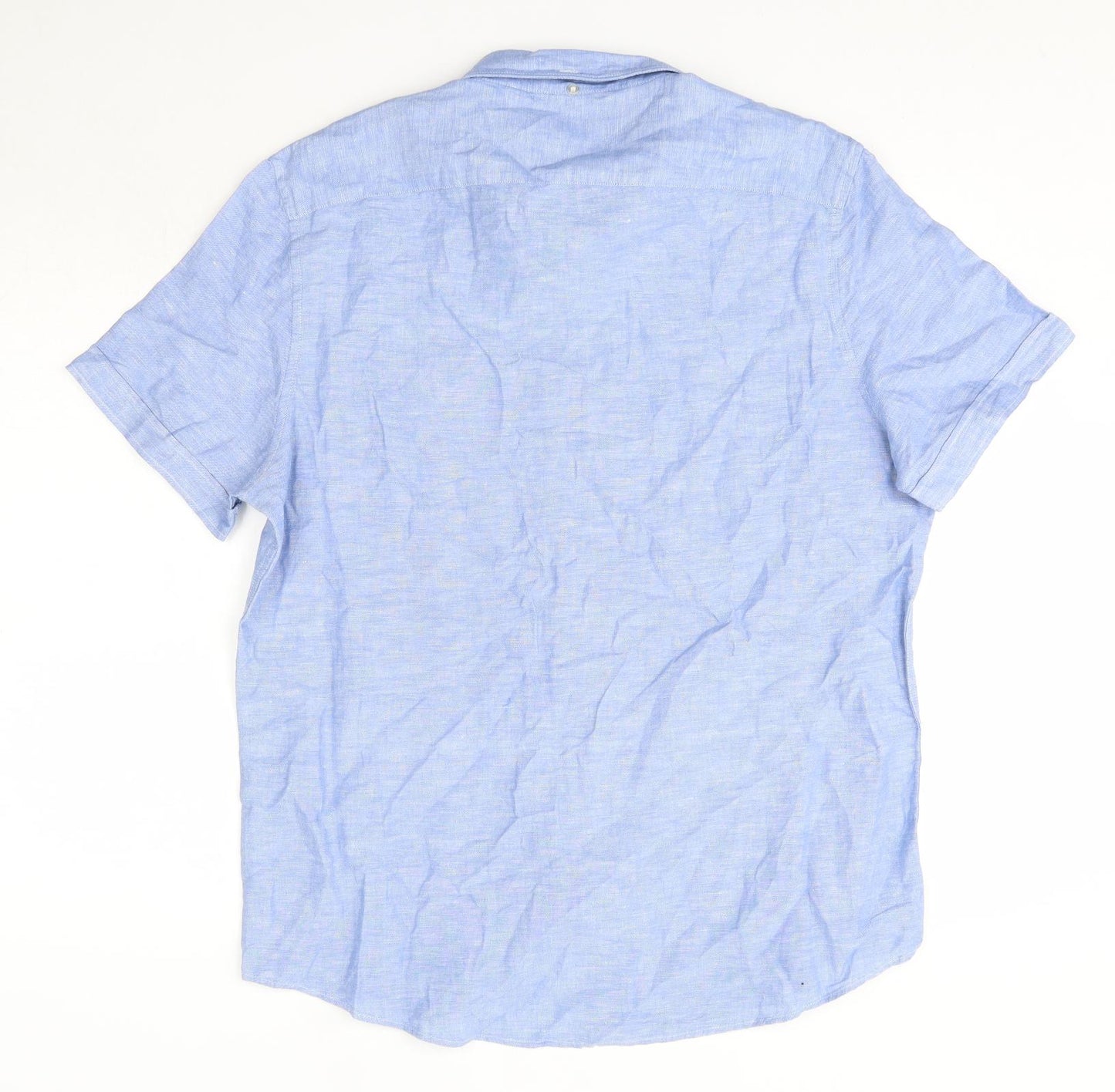 NEXT Mens Blue  Linen  Button-Up Size L Collared