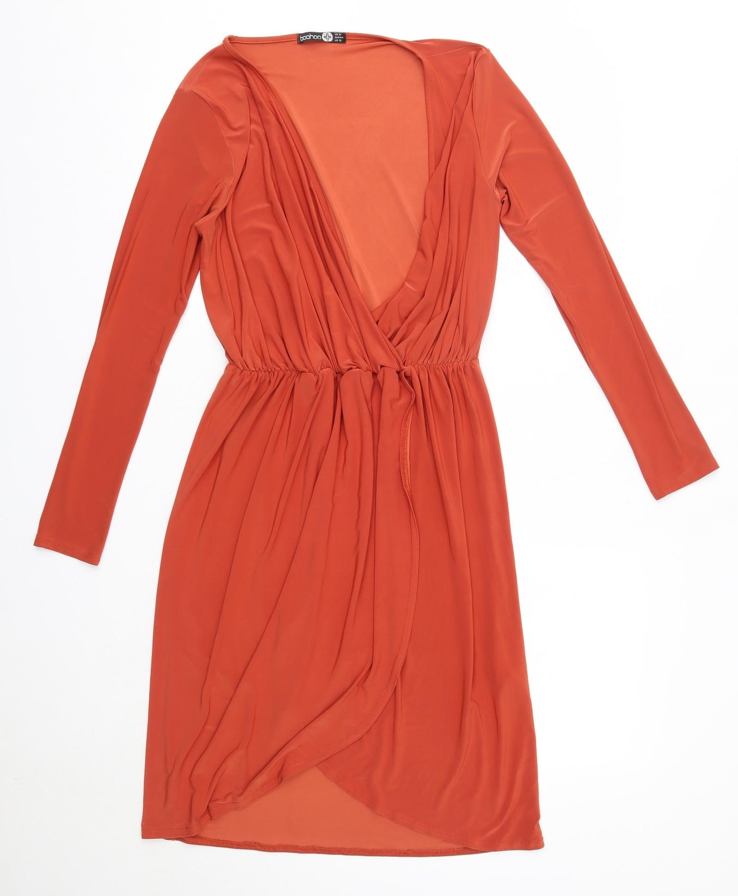 Boohoo Womens Orange  Polyester Bodycon  Size 16  V-Neck