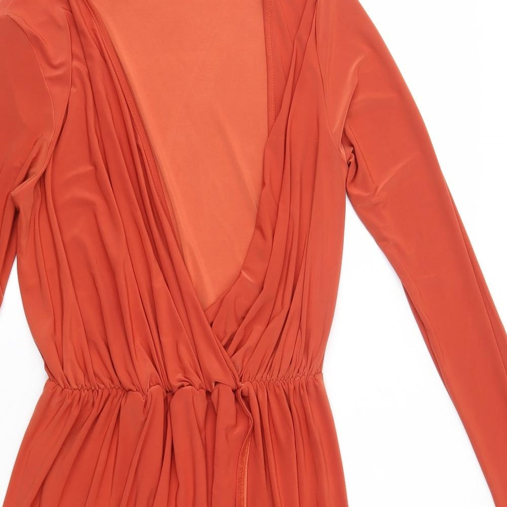 Boohoo Womens Orange  Polyester Bodycon  Size 16  V-Neck