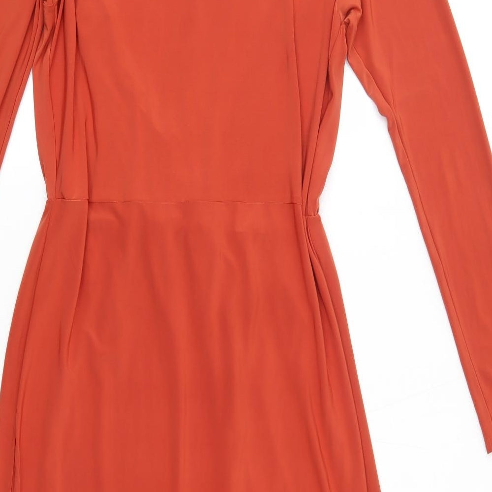 Boohoo Womens Orange  Polyester Bodycon  Size 16  V-Neck