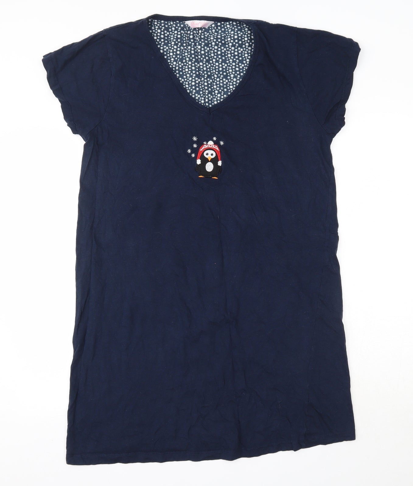 Primark Womens Blue Solid 100% Cotton Top Dress Size L   - Christmas