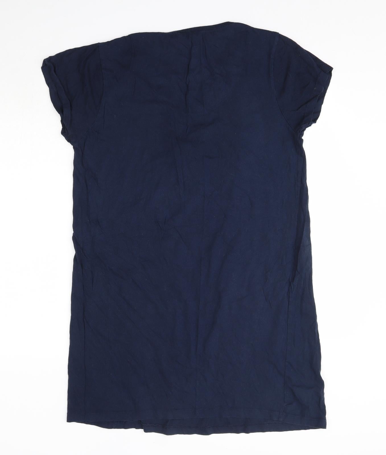 Primark Womens Blue Solid 100% Cotton Top Dress Size L   - Christmas