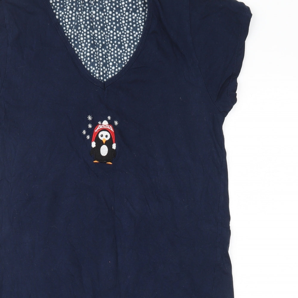 Primark Womens Blue Solid 100% Cotton Top Dress Size L   - Christmas