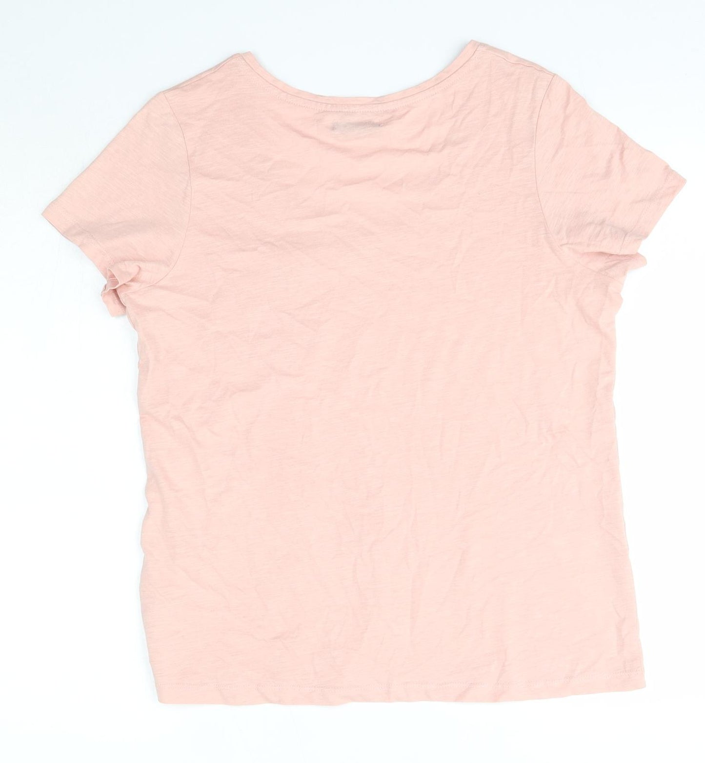 encuentro Womens Pink  Polyester Basic T-Shirt Size S V-Neck