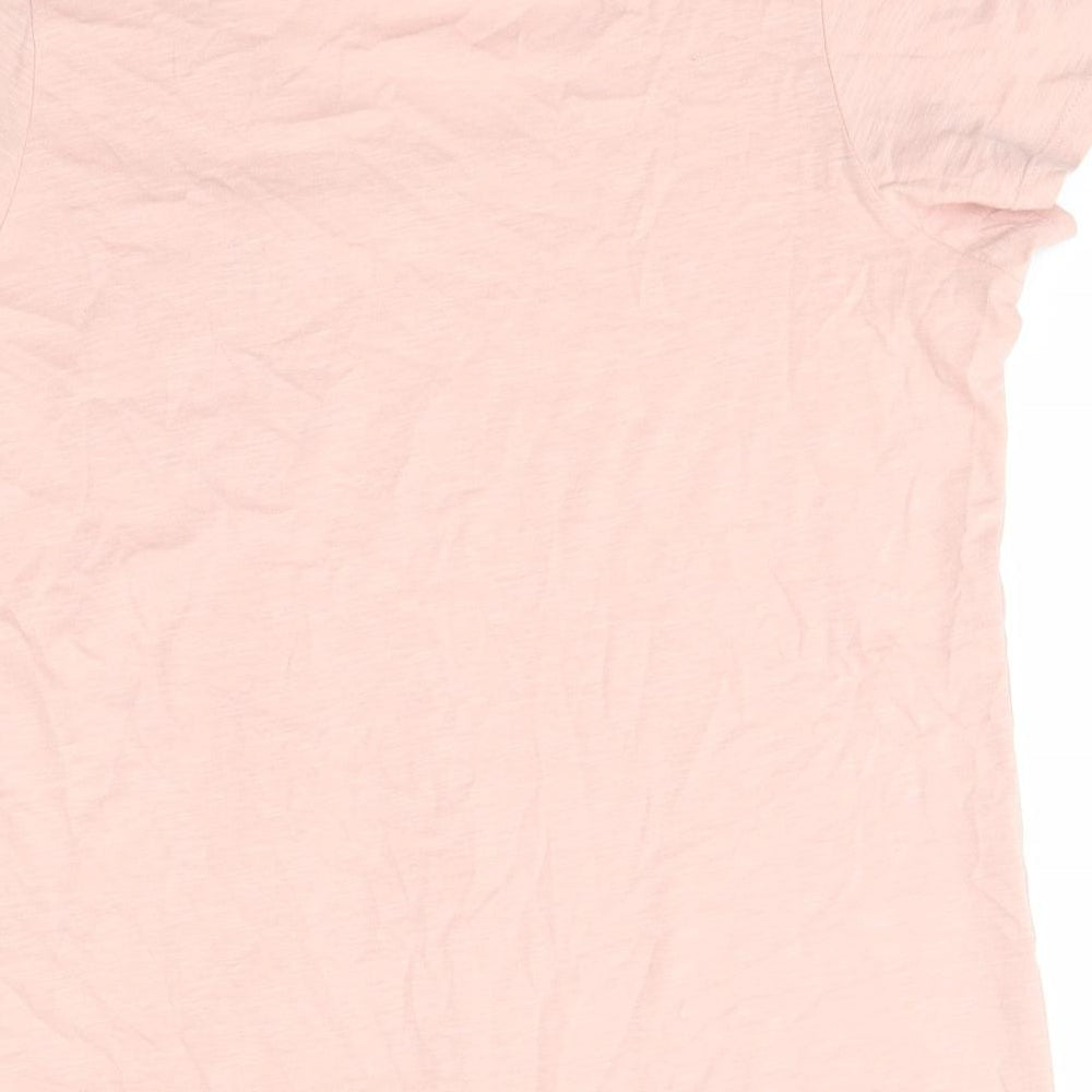 encuentro Womens Pink  Polyester Basic T-Shirt Size S V-Neck