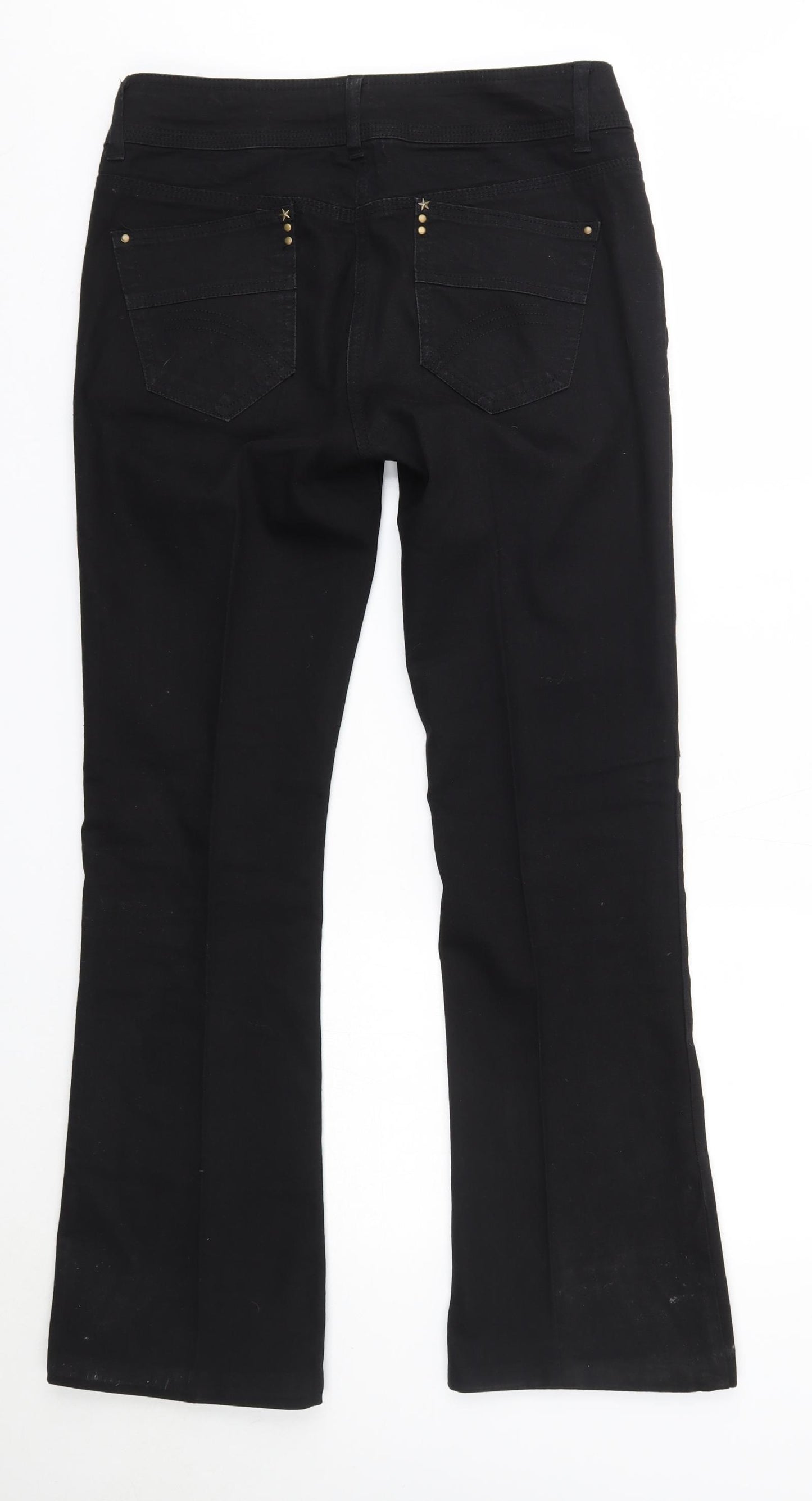 M&Co Womens Black  Cotton Bootcut Jeans Size 12 L30 in Regular