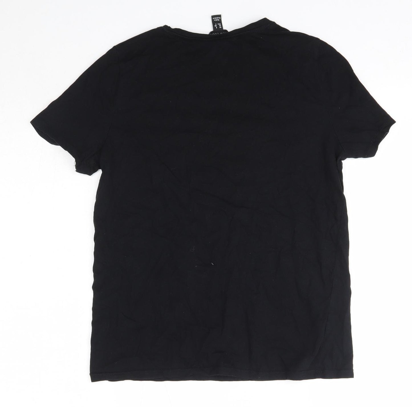 New Look Womens Black  Coir Basic T-Shirt Size 8 Round Neck - Love Hearts