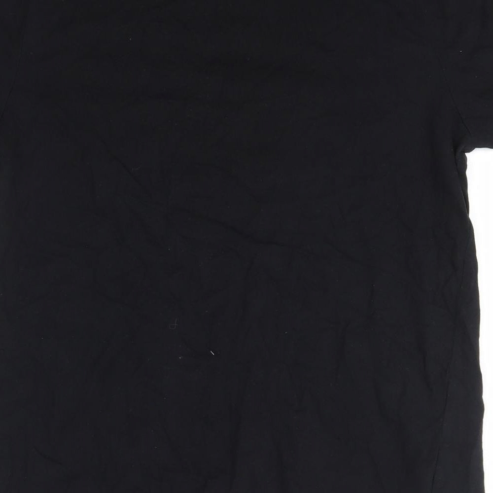 New Look Womens Black  Coir Basic T-Shirt Size 8 Round Neck - Love Hearts