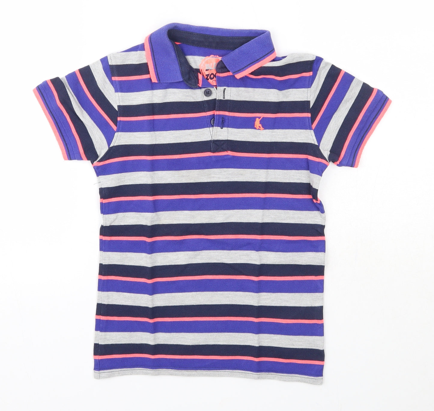Blue Zoo Boys Multicoloured Striped Cotton Basic Polo Size 7-8 Years Collared