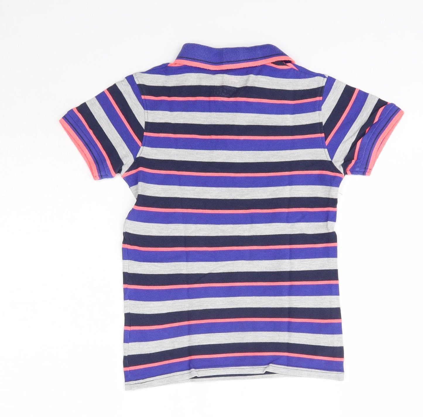 Blue Zoo Boys Multicoloured Striped Cotton Basic Polo Size 7-8 Years Collared