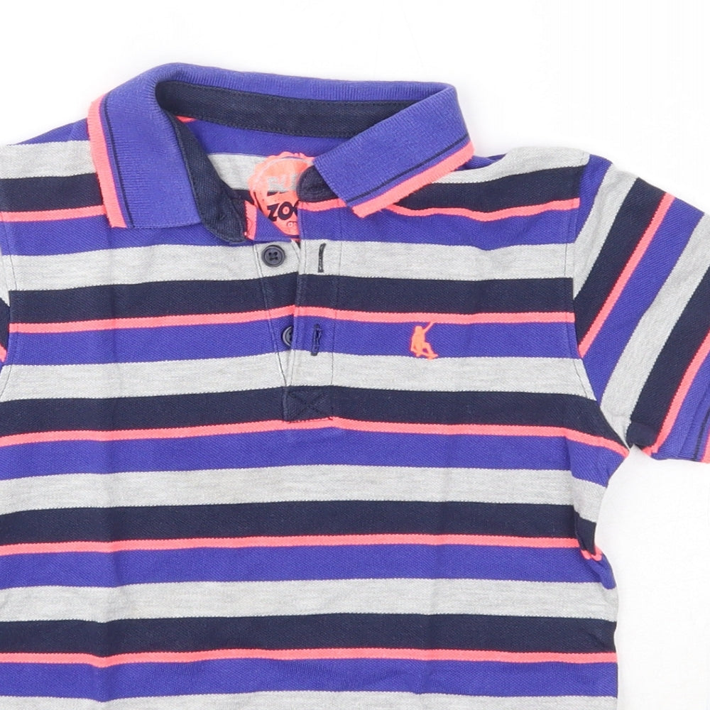 Blue Zoo Boys Multicoloured Striped Cotton Basic Polo Size 7-8 Years Collared