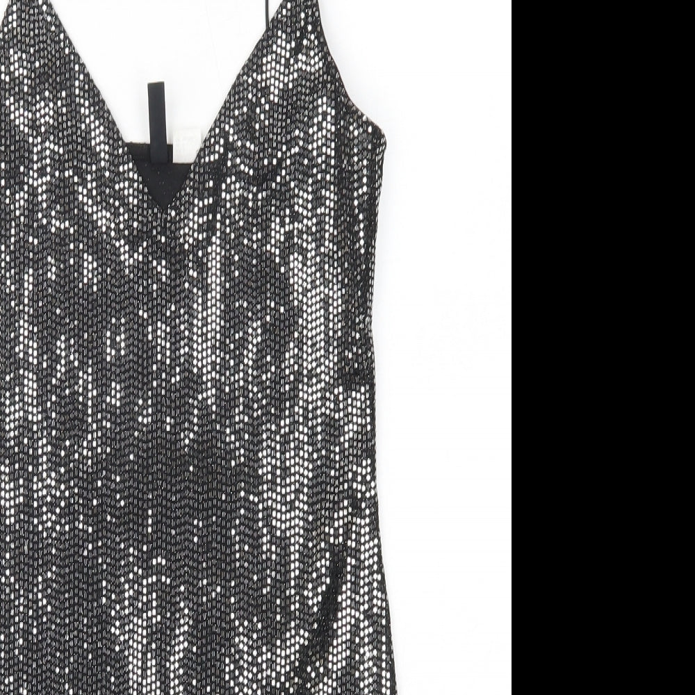 H&M Womens Silver  Polyester Pencil Dress  Size S  V-Neck
