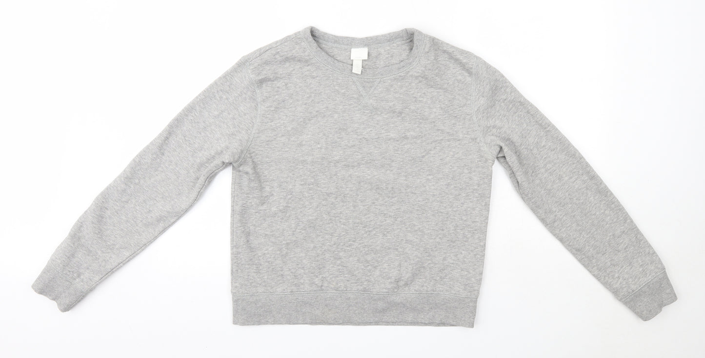 H&M Womens Grey Round Neck  Cotton Pullover Jumper Size S
