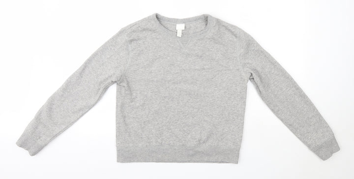 H&M Womens Grey Round Neck  Cotton Pullover Jumper Size S