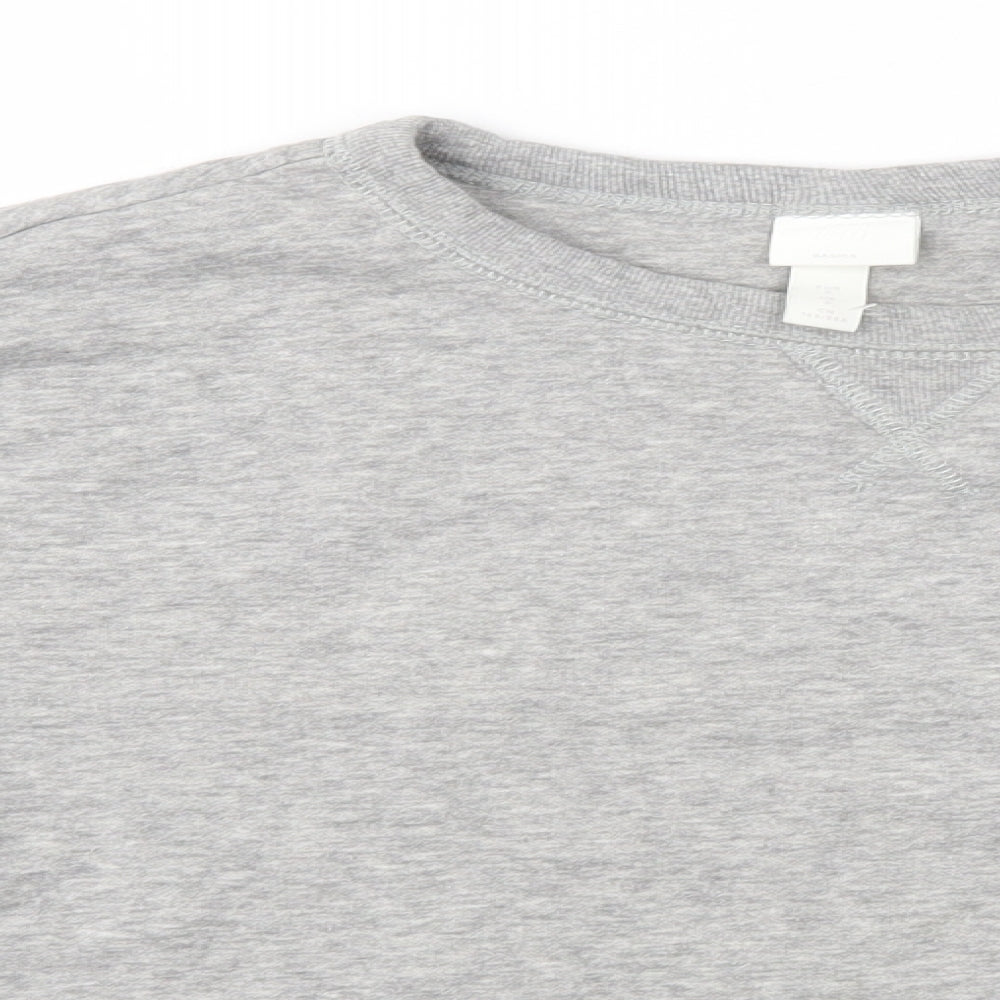 H&M Womens Grey Round Neck  Cotton Pullover Jumper Size S