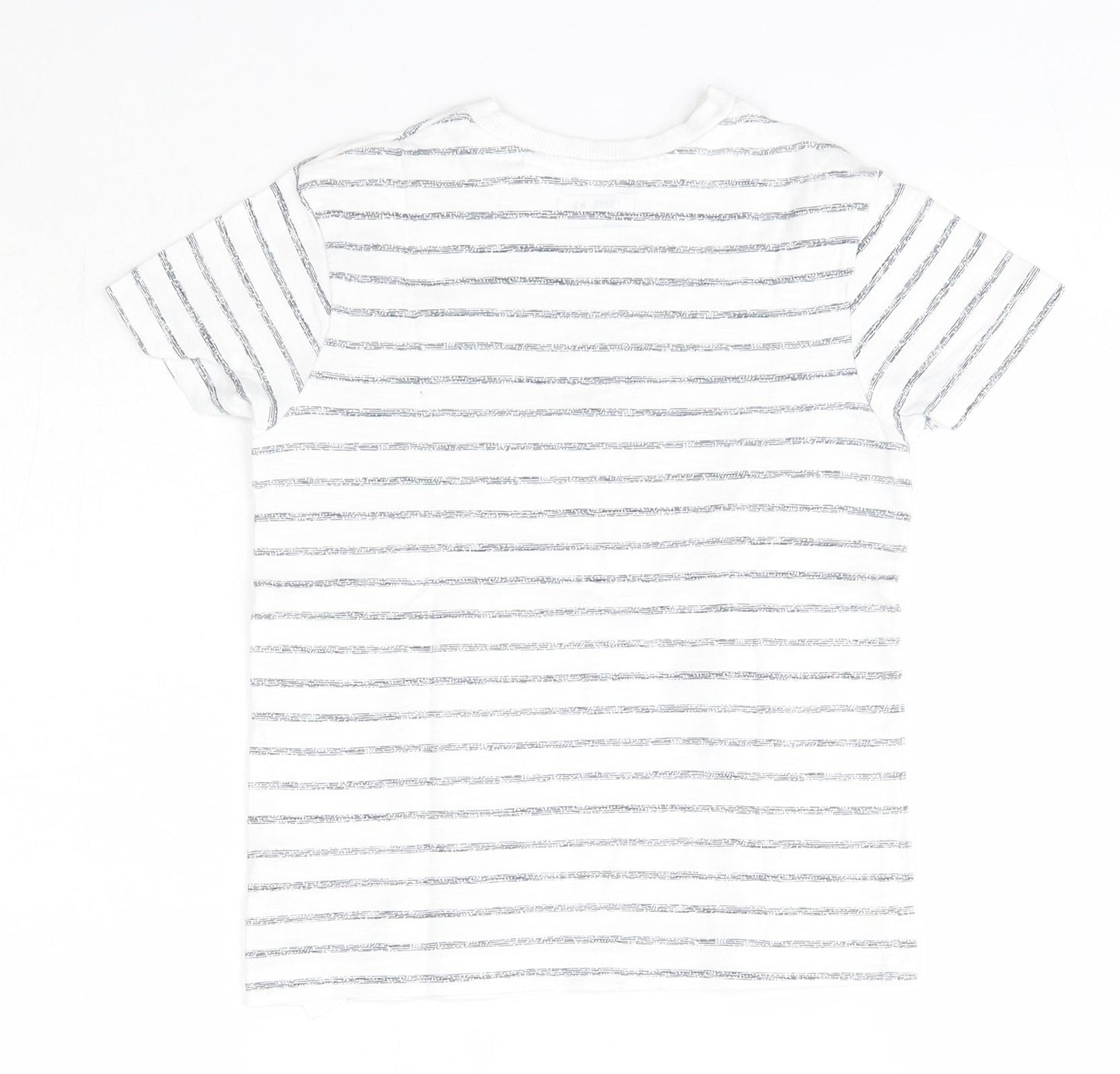 NEXT Boys White Striped 100% Cotton Basic T-Shirt Size 4 Years Round Neck
