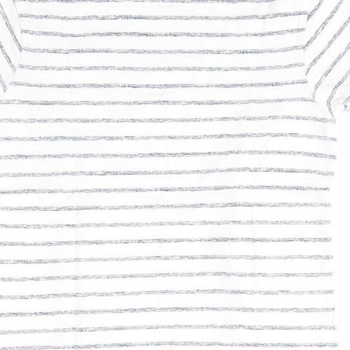 NEXT Boys White Striped 100% Cotton Basic T-Shirt Size 4 Years Round Neck