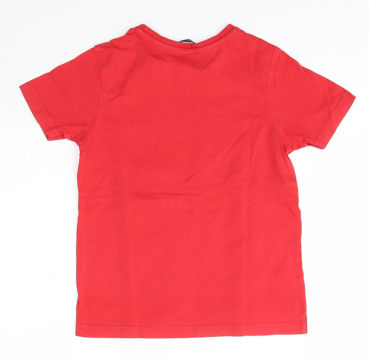 George Boys Red  100% Cotton Basic T-Shirt Size 6-7 Years Round Neck
