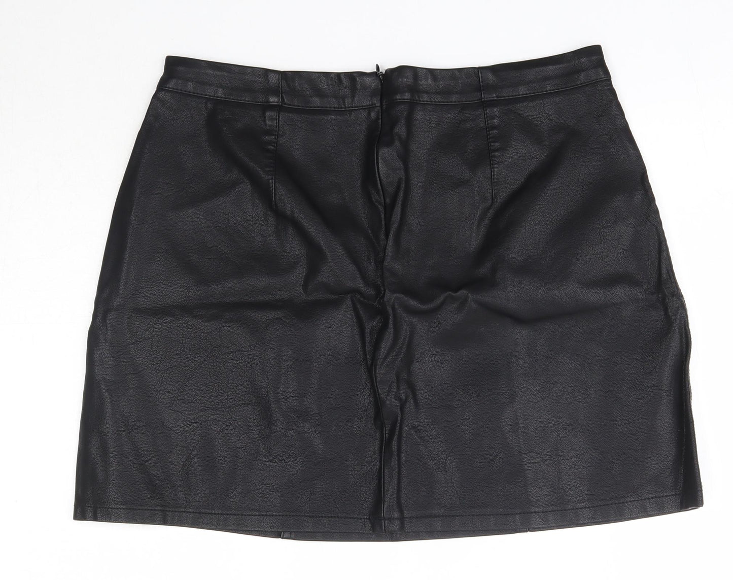 New Look Womens Black  Polyurethane A-Line Skirt Size 14