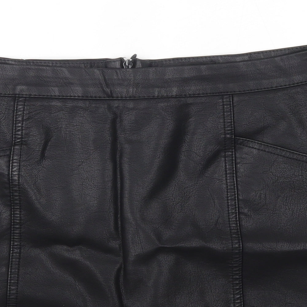 New Look Womens Black  Polyurethane A-Line Skirt Size 14